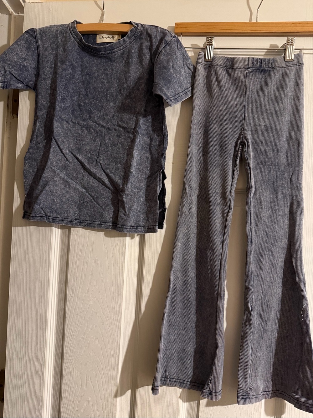Kids Acid-Wash blue  Matching Tee & Flare Leg Set